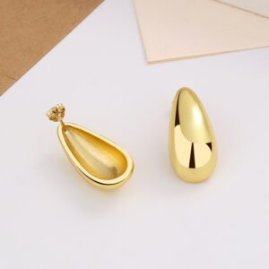 Fashion Jewelry Water Drop Glossy 16k Real Gold Plating Simple And Elegant Earrings - Image 3