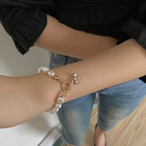Classic Fashion Natural Stone Pearl Pendant Bracelet - Image 4