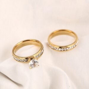 Gold Wedding Rings Stainless Steel Engagement Ring For Women - Image 3