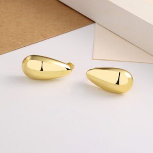 Fashion Jewelry Water Drop Glossy 16k Real Gold Plating Simple And Elegant Earrings - Image 4