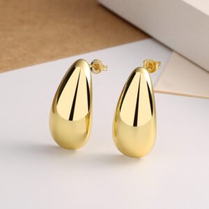 Fashion Jewelry Water Drop Glossy 16k Real Gold Plating Simple And Elegant Earrings - Image 2