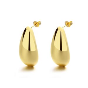 Fashion Jewelry Water Drop Glossy 16k Real Gold Plating Simple And Elegant Earrings - Image 6