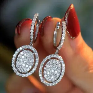 Oval White Gold Earrings