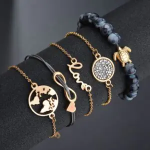 Turtle Charm Bracelet Set