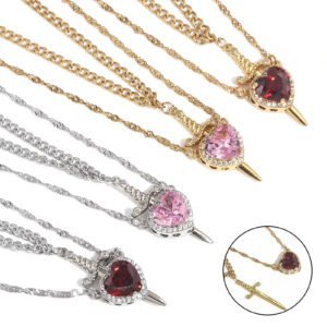 Heart & Sword Necklace Set