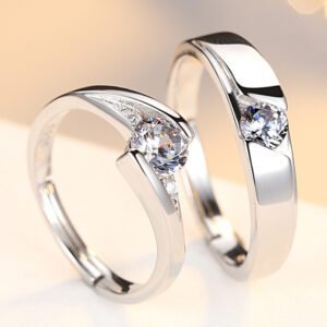 Couple Silver Diamond Rings