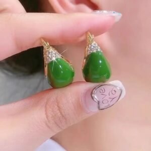 Red Green Rhinestone Earrings